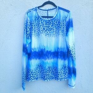 SofiBella blue animal print UV long sleeve shirt size 2X